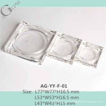 Vazio transparente retangular personalizado caso AG-YY-F-01A, embalagens de cosméticos do AGPM, pó compacto cores/logotipo